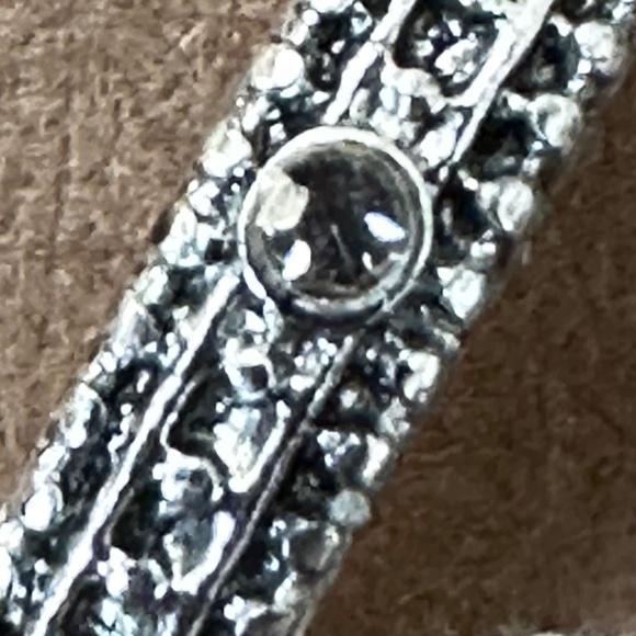 2/$15 Silver tone hoop earrings w/3round crystal stones on each hoop spaced out - Picture 14 of 15